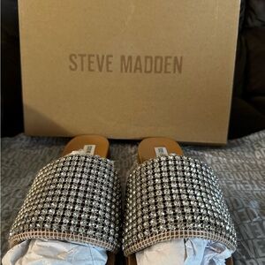 Steve Madden Glittering Rhinestone Slides